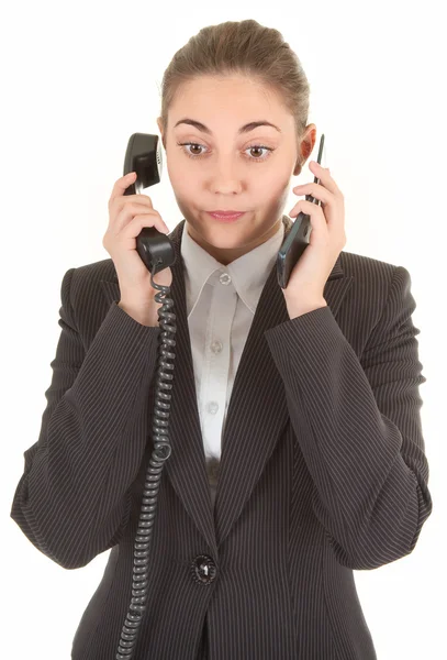 Emotionale Frau mit Telefon — Stockfoto