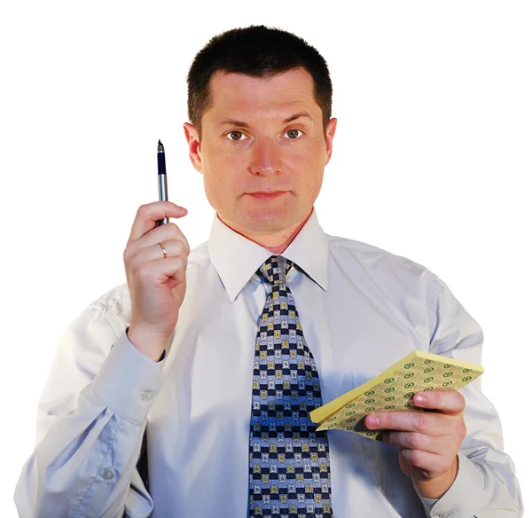 Portrait of man with a pen — Stock Photo, Image