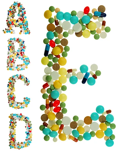 Pills in "E" letter style — Stock Photo, Image