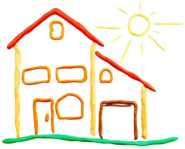 Plasticine cottage en zon — Stockfoto