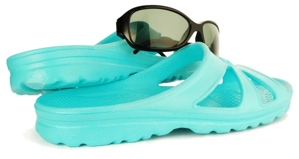 Sandálias de praia azul — Fotografia de Stock