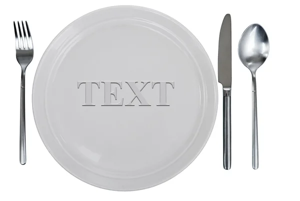 Assiette, fourchette, cuillère et couteau de table vides — Photo