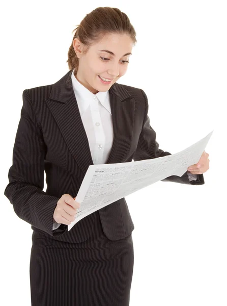 Business woman with newspaper Stock Image