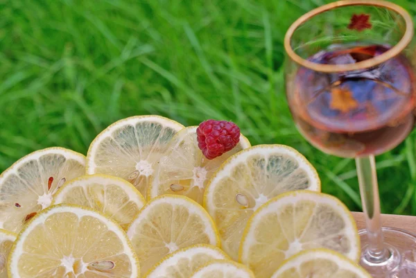 Light alcoholic drink and juicy lemon — Stock Photo, Image
