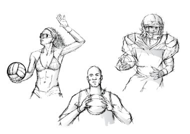 Sketching of the ballgames clipart