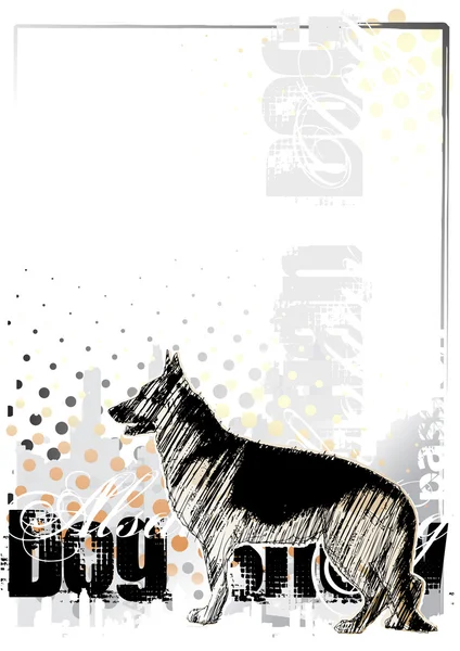 ドイツの羊飼いの犬のポスターイラスト — ストックベクタ