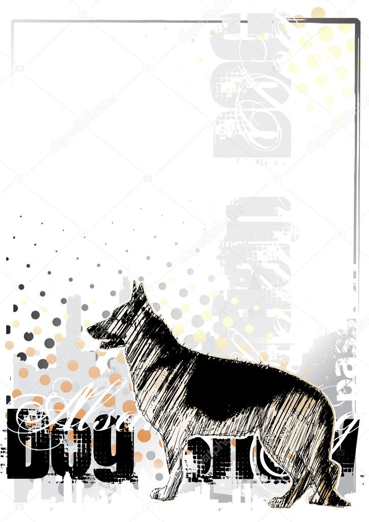German shepherd dog poster illustration