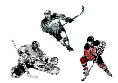 Ice hockey trio clipart