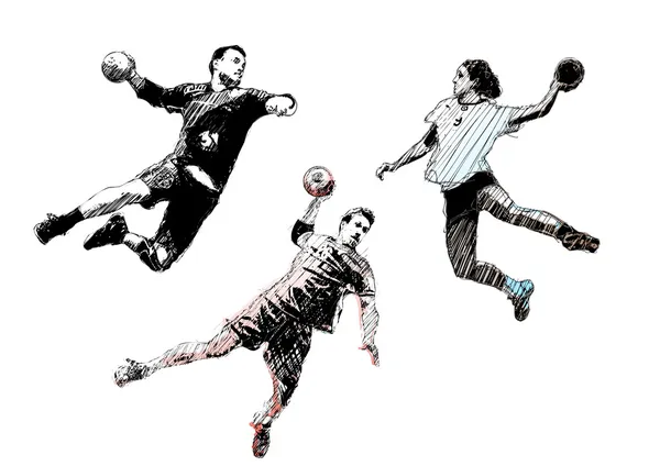 Trio de handball — Image vectorielle
