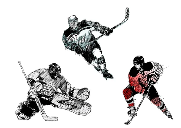 Trio di hockey su ghiaccio — Vettoriale Stock