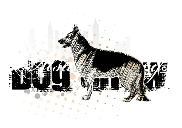 Illustration de l'affiche chien berger allemand — Image vectorielle