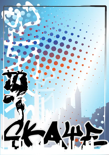 Skateboard poster achtergrondgeluid — Stockvector