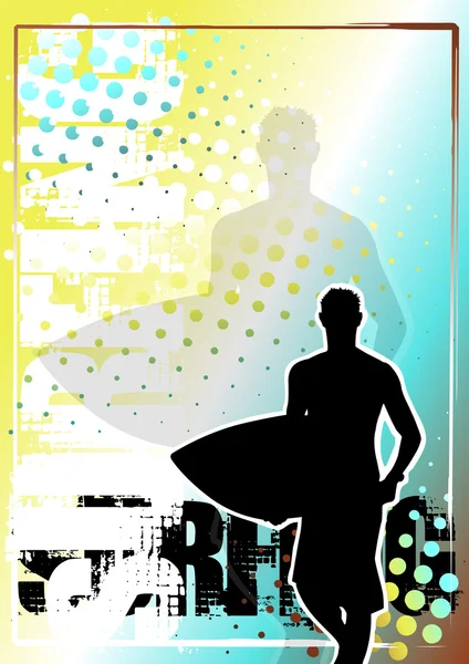 Surfing golden poster background 2 — Stock Vector