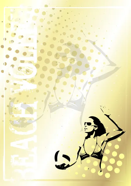 Volleybal gouden poster achtergrond 3 — Stockvector