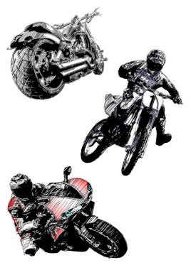 Motorcycles trio clipart