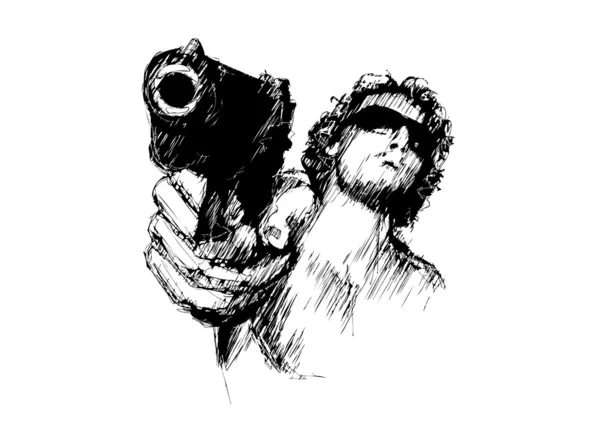 Mann mit Pistole — Stockvektor