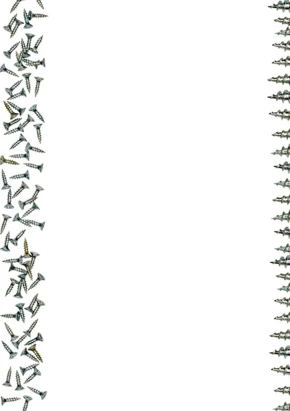 Silver screws frame white background — Stock Photo, Image