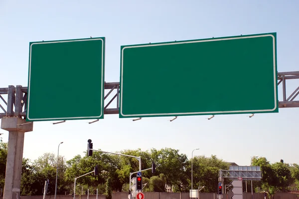 Blank green high way Sign — Stock Photo, Image