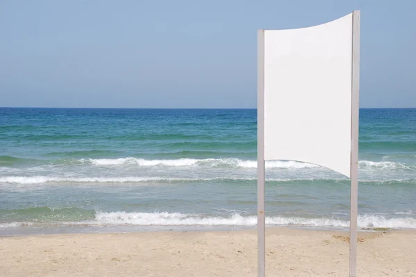 White Sign on the beach — Stock Photo, Image