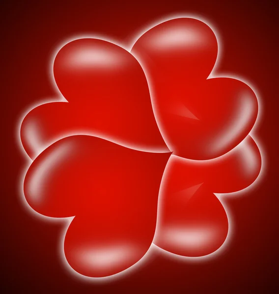 Čtyři červené srdce — Stock fotografie
