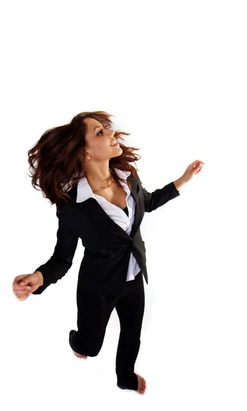 Mulher empresária pulando — Fotografia de Stock