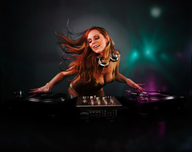 Beautiful DJ girl clipart