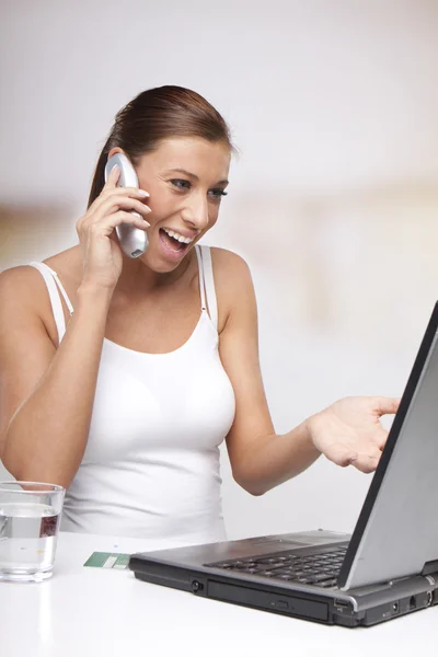 Excited woman working — Stock Photo, Image