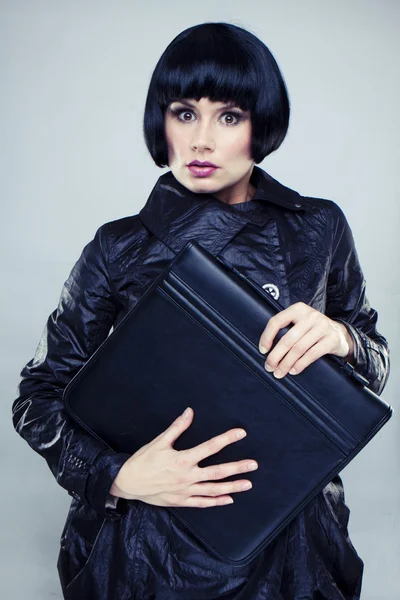 Female holding briefcase — Stock Photo, Image