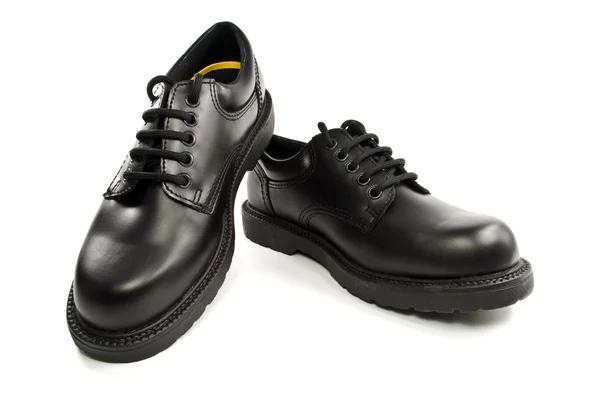 Czarne skórzane buty męskie — Zdjęcie stockowe