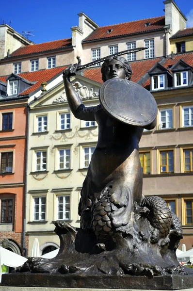 Statua sirena a Varsavia . — Foto Stock