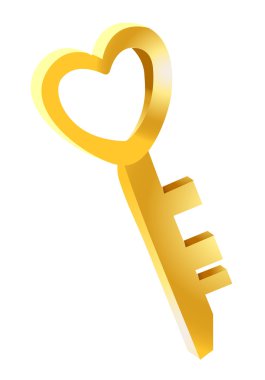 3d golden heart key clipart