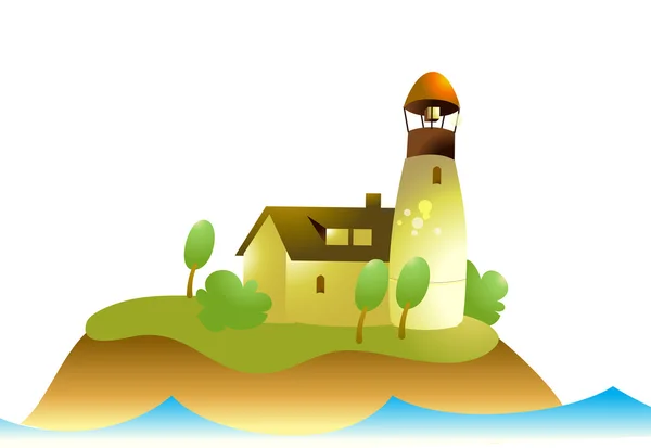 Lighthouse on an island — Stock Photo, Image