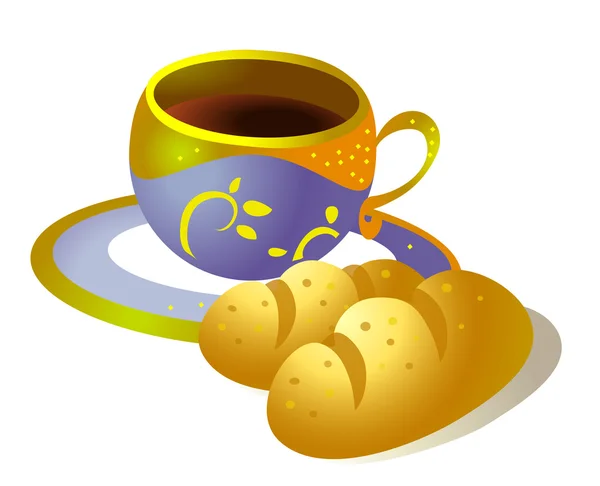 Taza de café y pan — Foto de Stock