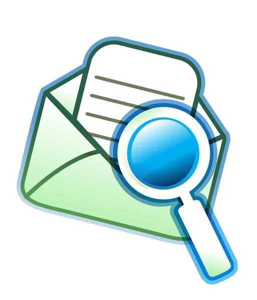 Envelope e-mail e lupa — Fotografia de Stock
