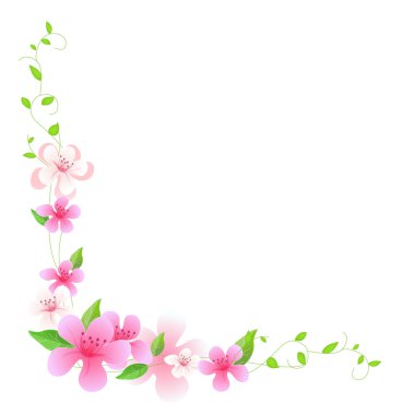 Pink flower and vines clipart