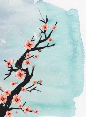 Chinese painting of plum clipart