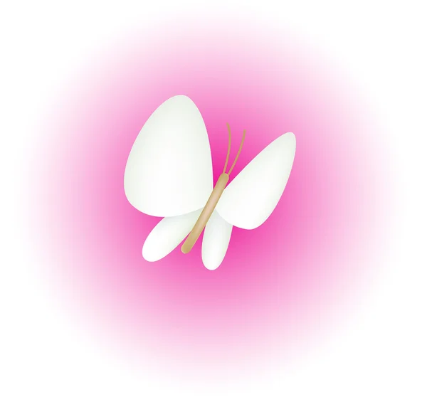 Bílý motýl růžový pozadí — Stock fotografie