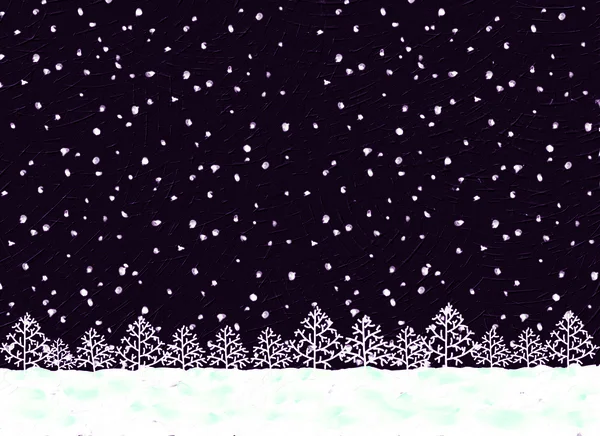 Albero in una notte di neve — Foto Stock
