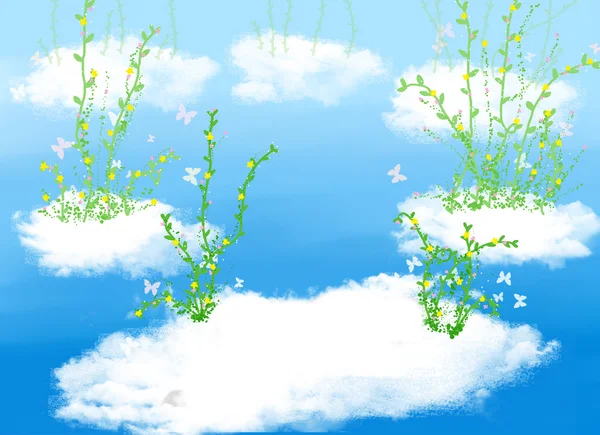 Nuvem e planta — Fotografia de Stock