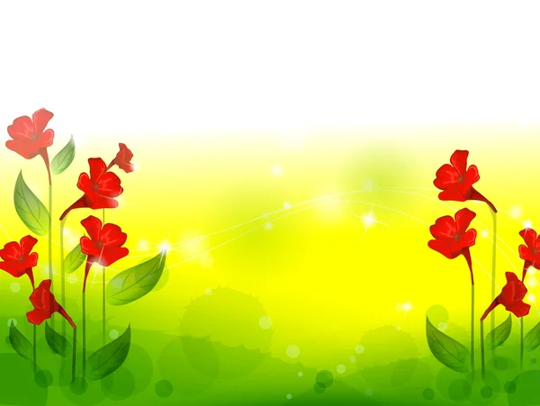 Красный цветок с газоном — стоковое фото