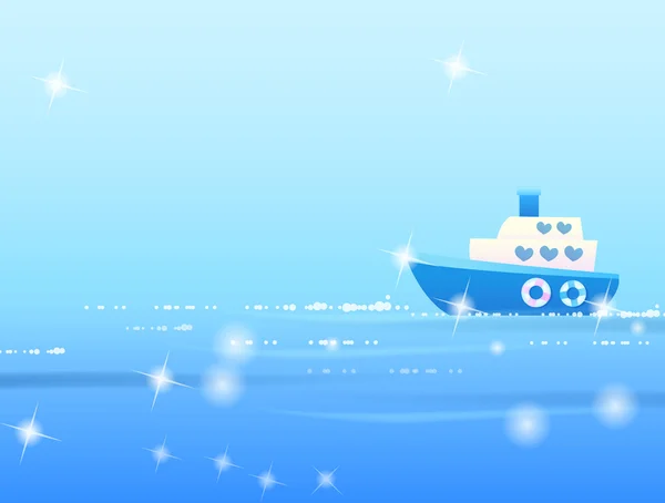 Loď na modré moře — Stock fotografie