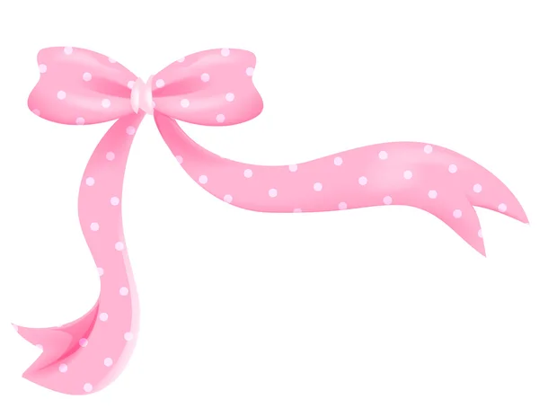 Pink bow with white spots — Stock Photo, Image