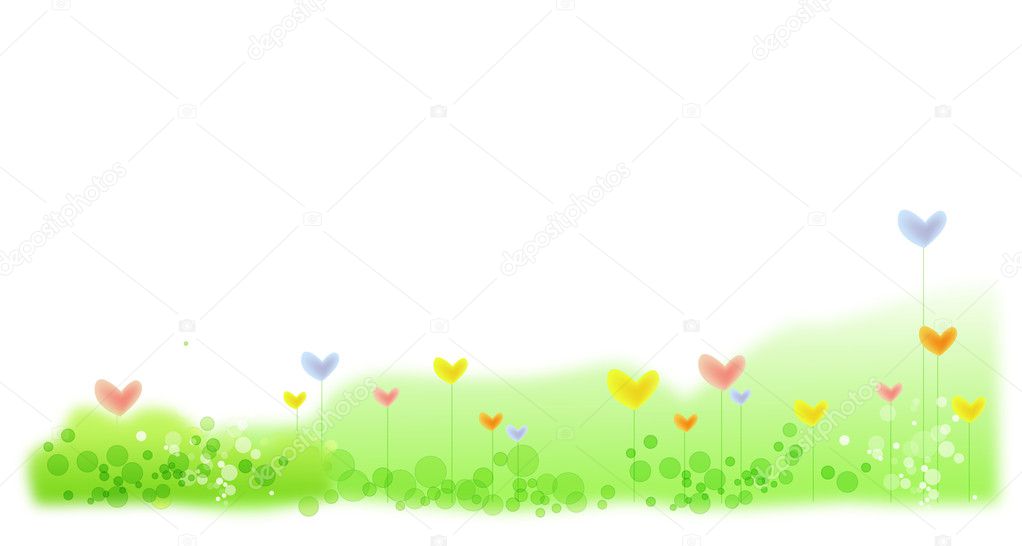 Heart flower in green lawn