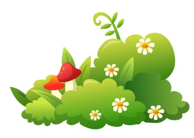 Grass,flower and mushroom clipart