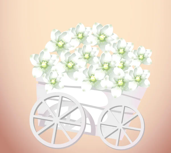 Pushcart and flower — Stock Photo, Image