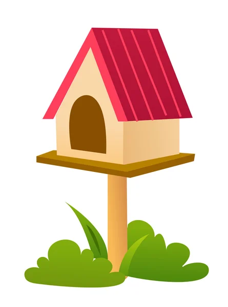 Houten huis en groen gras — Stockfoto