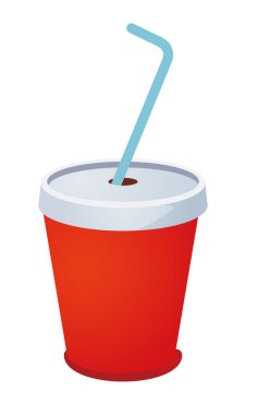 Red plastic cup with a straw clipart