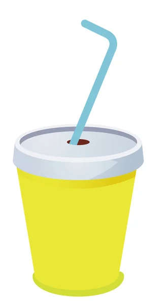 Copa de plástico amarillo con una paja — Foto de Stock