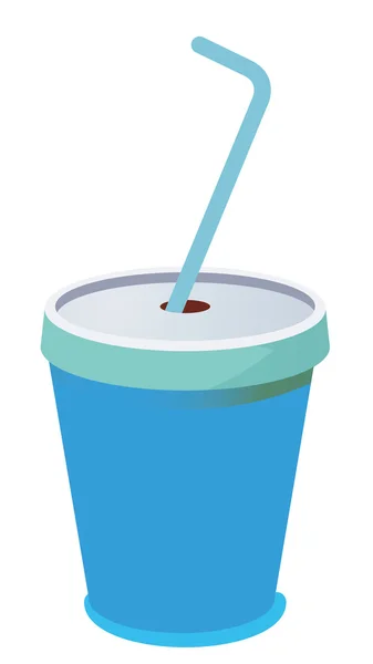 Голубая пластиковая чашка с соломой — стоковое фото