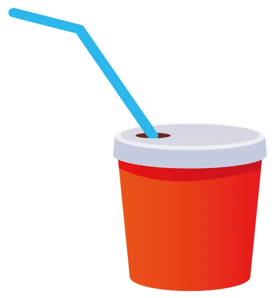 Red plastic cup with a straw — Stock Photo, Image